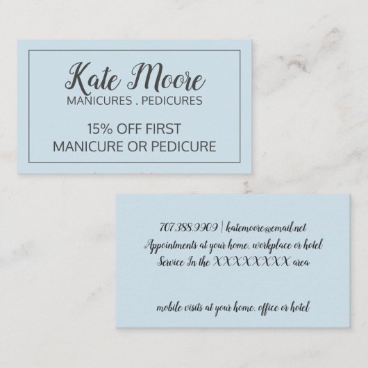 Nagelsalon manicurist en pedicurist nagelsalon kortingskaartje (Voorkant / Achterkant)