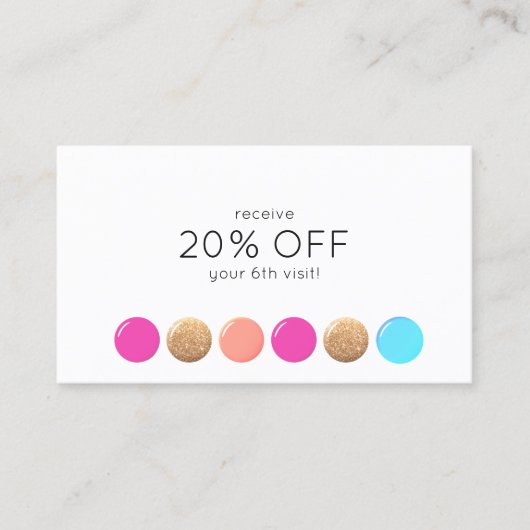 Nagelsalon Manicurist Klantenbinding 6 Punch Klantenkaartje (Voorkant)