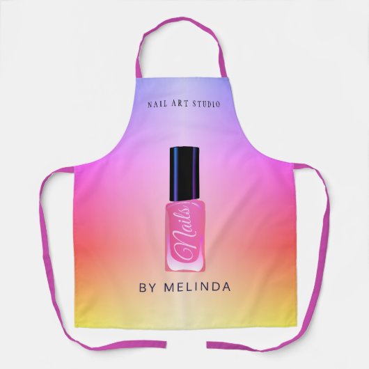 Nagelsalon manicurist modern polish kleurrijk schort (Voorkant)