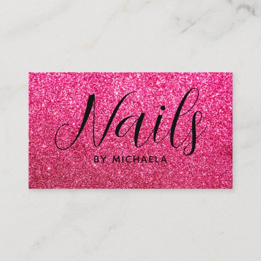 Nagelsalon Modern Hot Pink Visitekaartje (Voorkant)