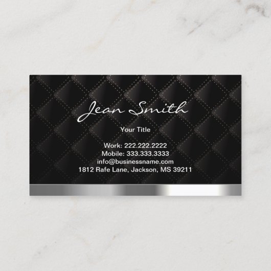 Nagelsalon Modern Zilver & Zwart Elegant Visitekaartje (Achterkant)