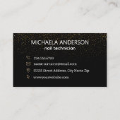 Nagelsalon Modern Zwart Goud Glitter Visitekaartje (Achterkant)