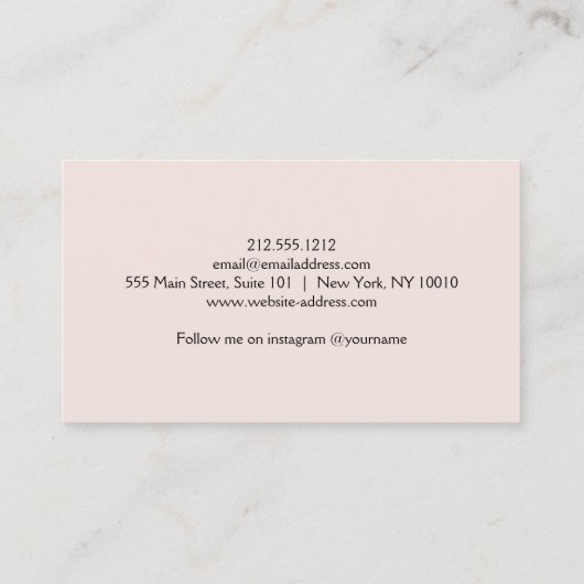 Nagelsalon Monogram op Blush Roze II Afspraak Afsprakenkaartje (Achterkant)