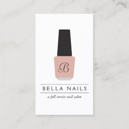 Nagelsalon Monogram op Blush Roze Nagellak Visitekaartje