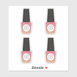 Nagelsalon Monogram op Bronzen Glitter Nagellak Sticker