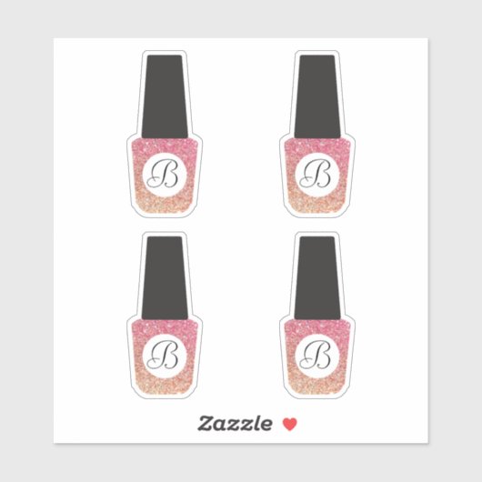 Nagelsalon Monogram op Bronzen Glitter Nagellak Sticker (Vel)