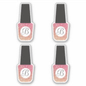 Nagelsalon Monogram op Bronzen Glitter Nagellak Sticker (Voorkant)