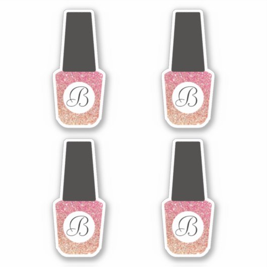 Nagelsalon Monogram op Bronzen Glitter Nagellak Sticker (Voorkant)