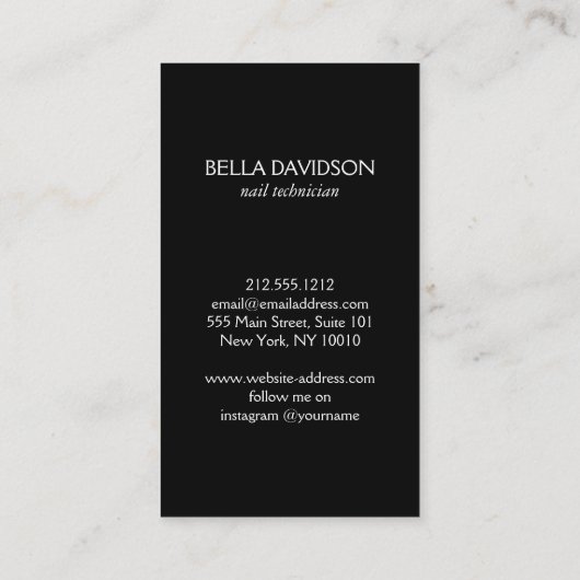 Nagelsalon Monogram op Bronzen Glitter Nagellak Visitekaartje (Achterkant)