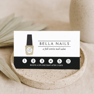Nagelsalon Monogram op Gouden Glitter - Loyaliteit Klantenkaartje