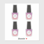 Nagelsalon Monogram op Paarse Glitter nagellak Sticker (Vel)