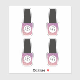 Nagelsalon Monogram op Paarse Glitter nagellak Sticker