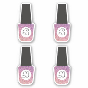 Nagelsalon Monogram op Paarse Glitter nagellak Sticker