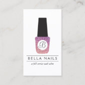 Nagelsalon Monogram op Paarse Glitter nagellak Visitekaartje (Voorkant)