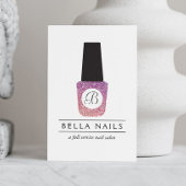 Nagelsalon Monogram op Paarse Glitter nagellak Visitekaartje