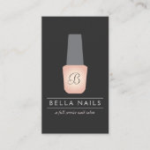 Nagelsalon Monogram op perzik nagellak Visitekaartje (Voorkant)