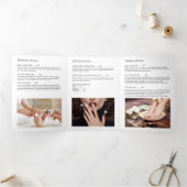 Nagelsalon Monogram Paarse Glitter Brochure Drieluik Kaart (Binnen)