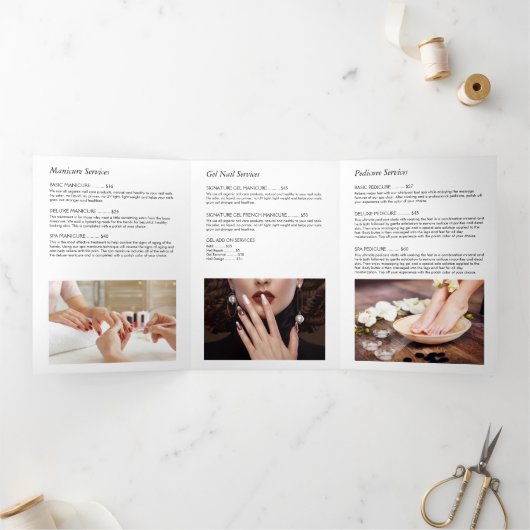 Nagelsalon Monogram Paarse Glitter Brochure Drieluik Kaart (Binnen)