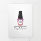 Nagelsalon Monogram Paarse Glitter Brochure Drieluik Kaart (Cover)