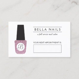 Nagelsalon Monogram Roze Glitter Afspraakkaart Afsprakenkaartje