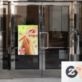 Nagelsalon Pedicure Bloem Realistisch  Raamsticker (Kantoordeur)