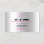 Nagelsalon Platina, iriserend + Hot Pink Glitter Visitekaartje (Achterkant)