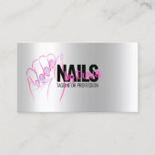 Nagelsalon Platina, iriserend + Hot Pink Glitter Visitekaartje (Voorkant)