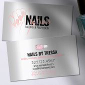 Nagelsalon Platina Roos Quartz Blush Roze Glitter Visitekaartje