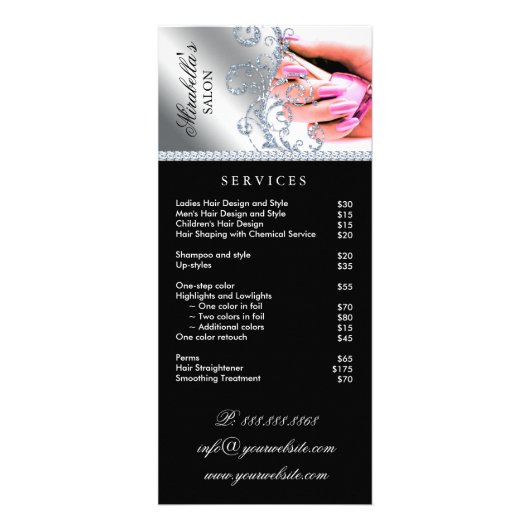 Nagelsalon Pools Zilver Roze Service Menu (Voorkant)