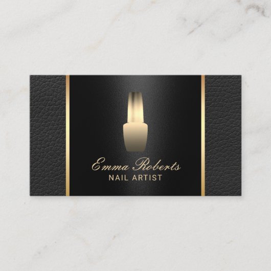 Nagelsalon Poolse make-up artiest Elegant leer Visitekaartje (Voorkant)