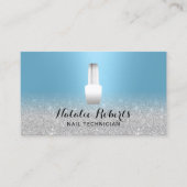 Nagelsalon Poolse Manicurist Blauw & Zilver Visitekaartje (Voorkant)