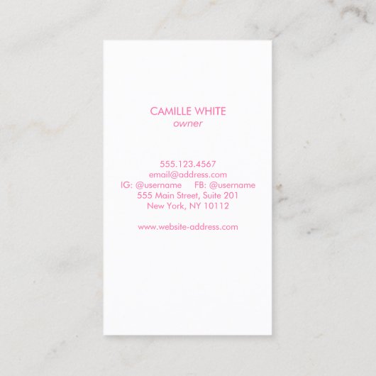 Nagelsalon, Roze en Gouden Manicurist Poolse fles Visitekaartje (Achterkant)