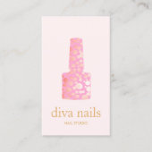 Nagelsalon, Roze en Gouden Manicurist Poolse fles Visitekaartje (Voorkant)