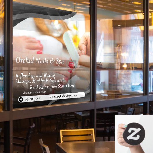 Nagelsalon Spa Pedicure Tranquil Aanpassen  Raamsticker (Restaurant Raam)