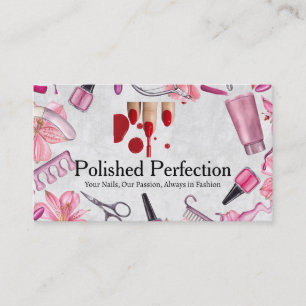 Nagelsalon Tools Rode Nagellak Visitekaartje
