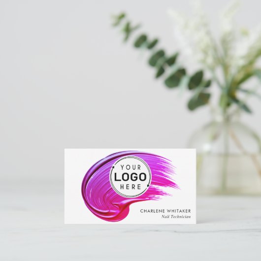 Nagelsalon Uw Logo Roze Pools Visitekaartje (Staand voorkant)