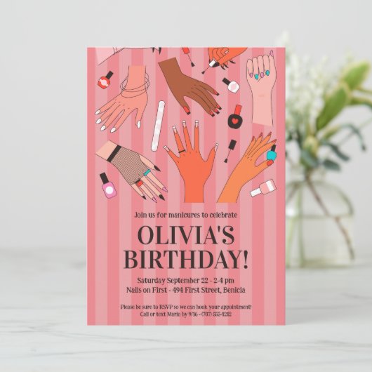 Nagelsalon Verjaardagsfeest Kaart (Staand voorkant)