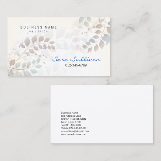 Nagelsalon Visitekaartje pastelbladeren (Voorkant / Achterkant)