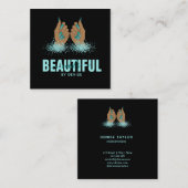 Nagelsalon Vrouw Hand Holograph Nails Technician Vierkante Visitekaartje (Voorkant / Achterkant)