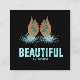 Nagelsalon Vrouw Hand Holograph Nails Technician Vierkante Visitekaartje