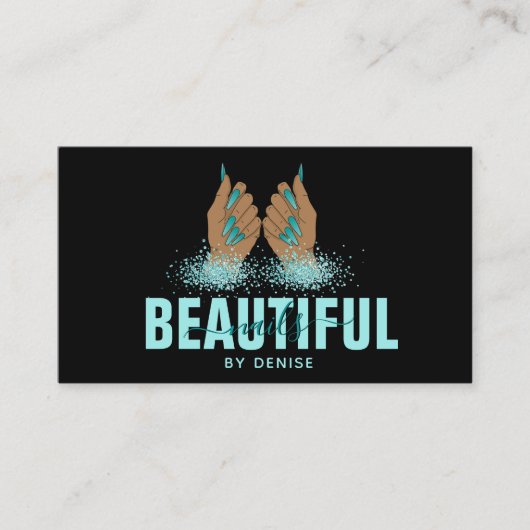 Nagelsalon Vrouw Hand Holograph Nails Technician Visitekaartje (Voorkant)