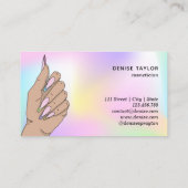 Nagelsalon Vrouw Hand Holograph Nails Technician Visitekaartje (Achterkant)