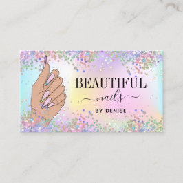Nagelsalon Vrouw Hand Holograph Nails Technician Visitekaartje