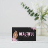 Nagelsalon Vrouw Hand Holograph Nails Technician Visitekaartje (Staand voorkant)