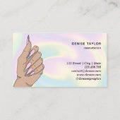 Nagelsalon Vrouw Hand Holograph Nails Technician Visitekaartje (Achterkant)