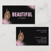 Nagelsalon Vrouw Hand Holograph Nails Technician Visitekaartje (Voorkant / Achterkant)