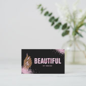 Nagelsalon Vrouw Hand Holograph Nails Technician Visitekaartje (Staand voorkant)