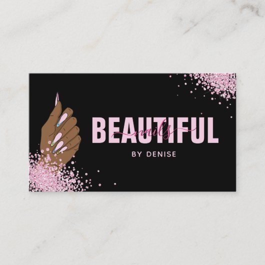 Nagelsalon Vrouw Hand Holograph Nails Technician Visitekaartje (Voorkant)