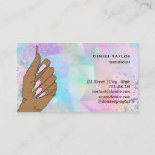 Nagelsalon Vrouw Hand Holograph Nails Technician Visitekaartje (Achterkant)