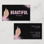 Nagelsalon Vrouw Hand Holograph Nails Technician Visitekaartje (Voorkant / Achterkant)